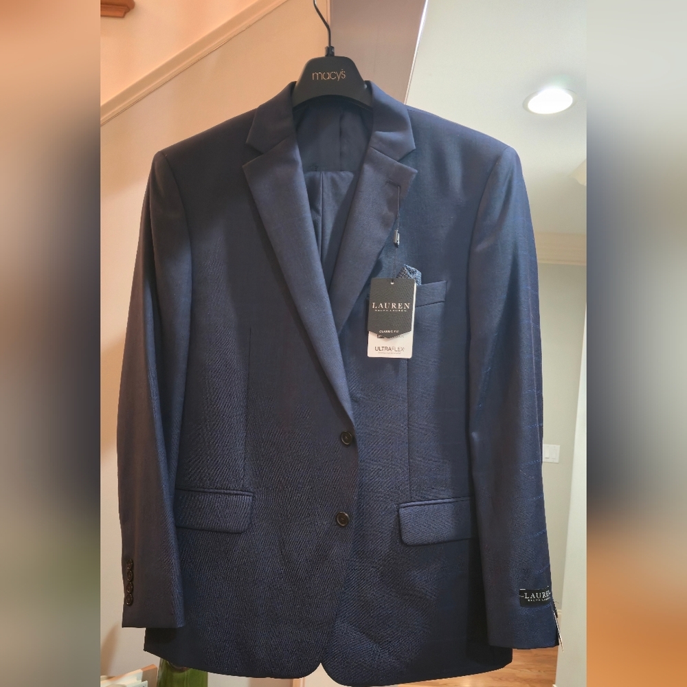 Ralph Lauren Men's Deep Blue Plaid Suit 44R *NWT*